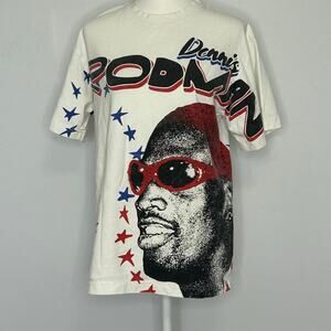 Dennis Rodman Apparel Bad As I Wanna Be T-Shirt Small AOP Basketball Graphic